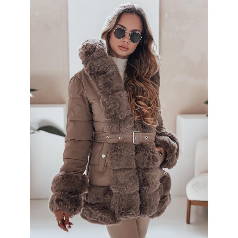 CITYGLANCE dámska zimná bunda s kožušinou hnedá