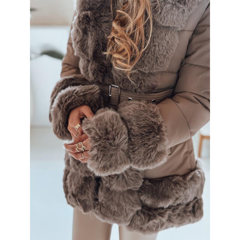 CITYGLANCE dámska zimná bunda s kožušinou hnedá