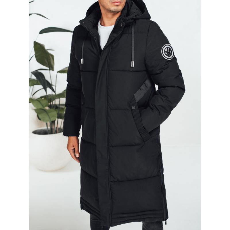 Pánska zimná bunda s kapucňou, čierna