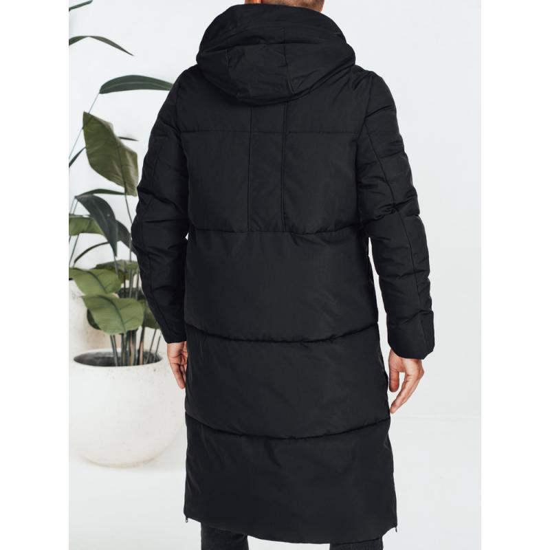 Pánska zimná bunda s kapucňou, čierna