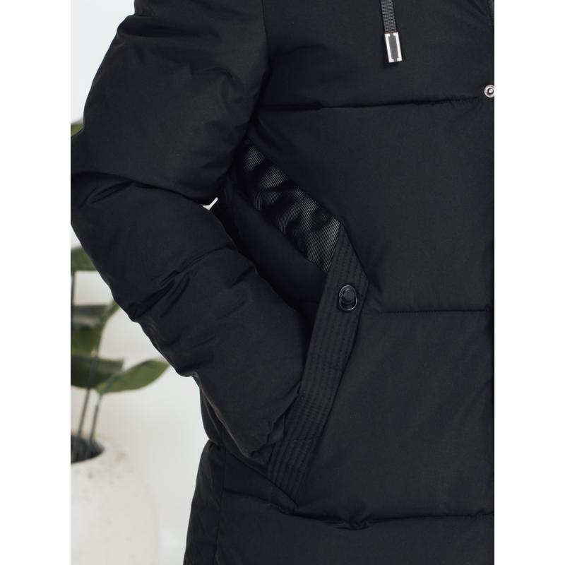 Pánska zimná bunda s kapucňou, čierna
