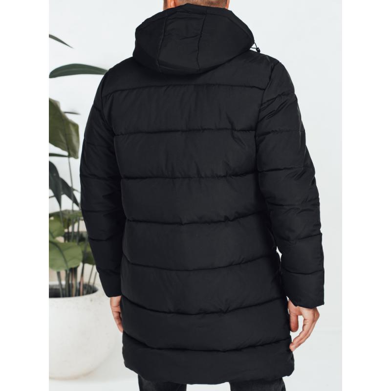 Pánska zimná prešívaná bunda s kapucňou, čierna
