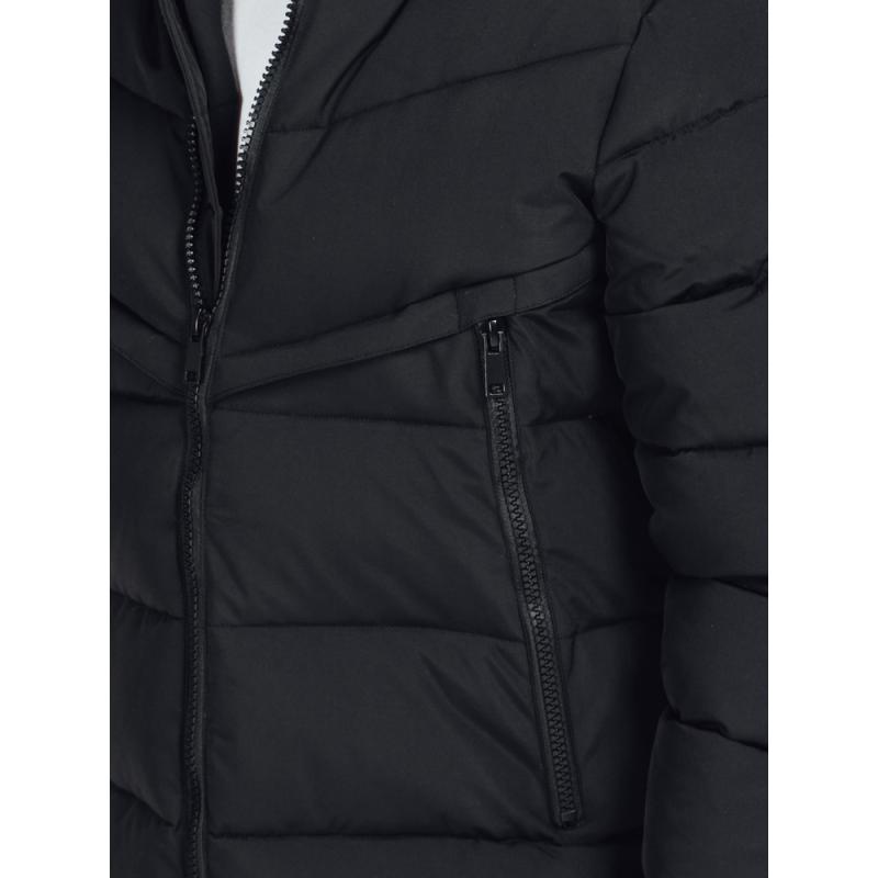 Pánska zimná prešívaná bunda s kapucňou, čierna