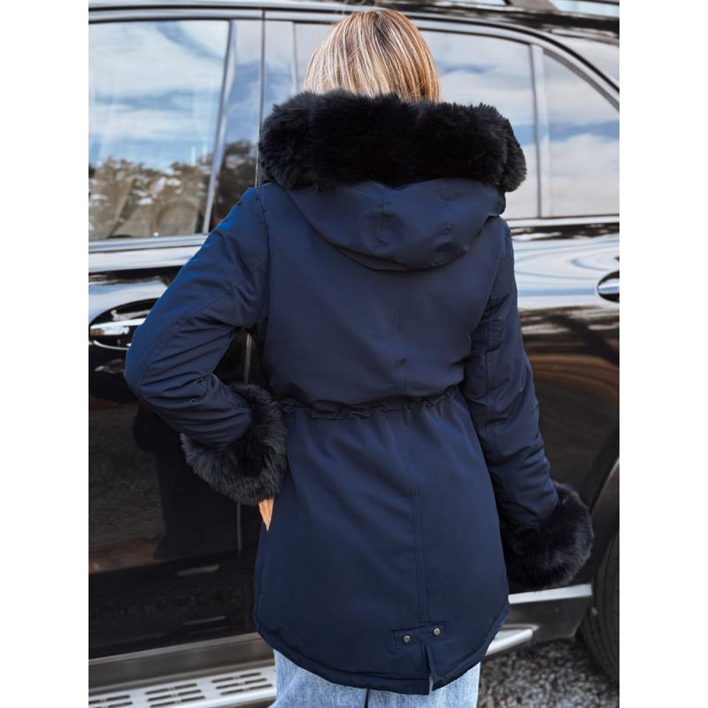 Női téli kabát szőrme CHARMFUR sötét kék