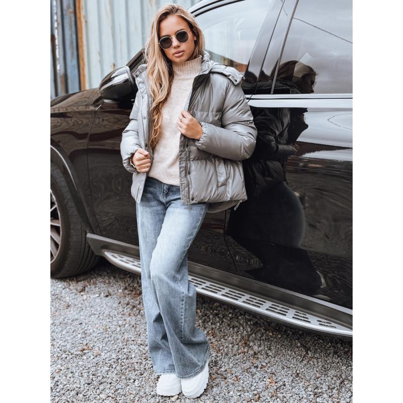 Dámská koženková přechodová bunda tmavě šedá