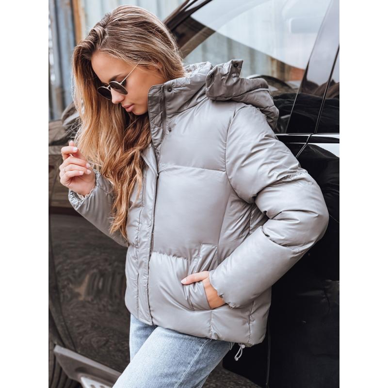 Dámská koženková přechodová bunda tmavě šedá