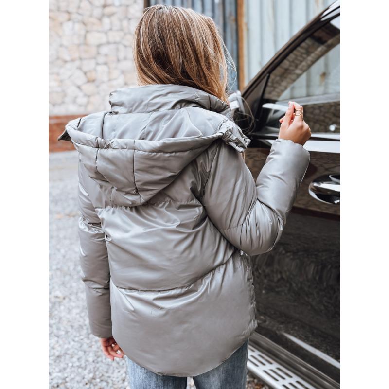 Dámská koženková přechodová bunda tmavě šedá