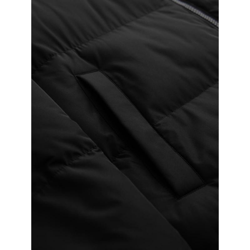 Klasická pánska dlhá bunda s kapucňou – čierna V1 OM-JALJ-0269