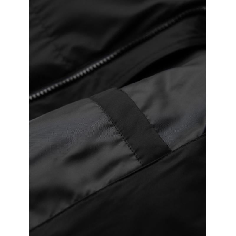 Klasická pánska dlhá bunda s kapucňou – čierna V1 OM-JALJ-0269