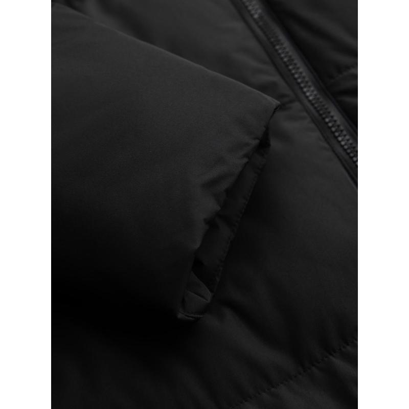 Klasická pánska dlhá bunda s kapucňou – čierna V1 OM-JALJ-0269