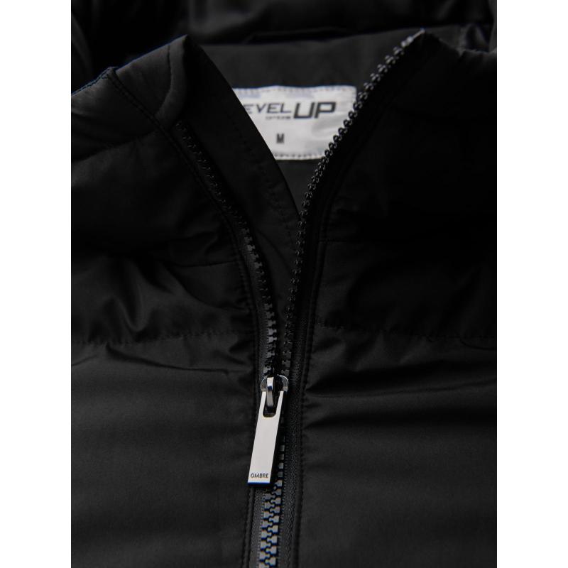 Klasická pánska dlhá bunda s kapucňou – čierna V1 OM-JALJ-0269