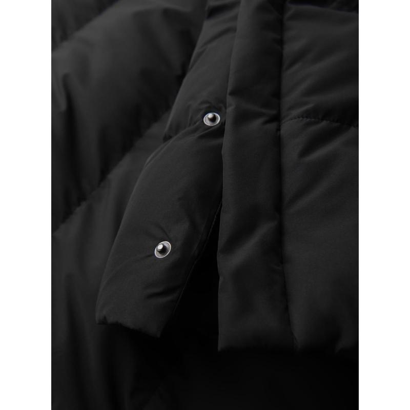 Klasická pánska dlhá bunda s kapucňou – čierna V1 OM-JALJ-0269