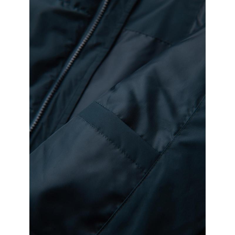 Klasszikus férfi hosszú kabát kapucnival – sötétkék V2 OM-JALJ-0269