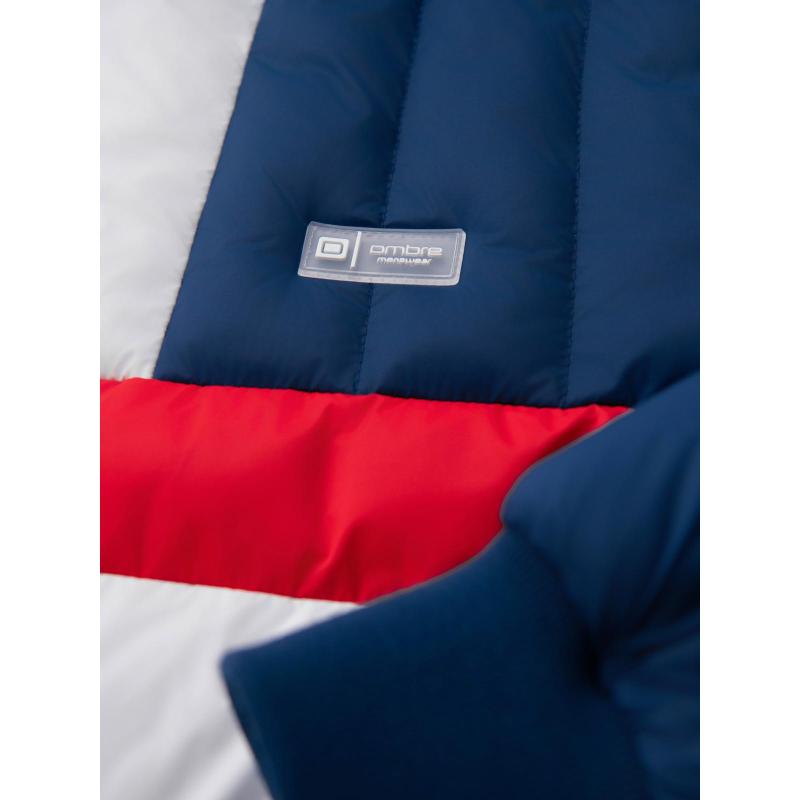 Barevná retro pánská sportovní bunda – modrá a bílá V1 OM-JALP-0296