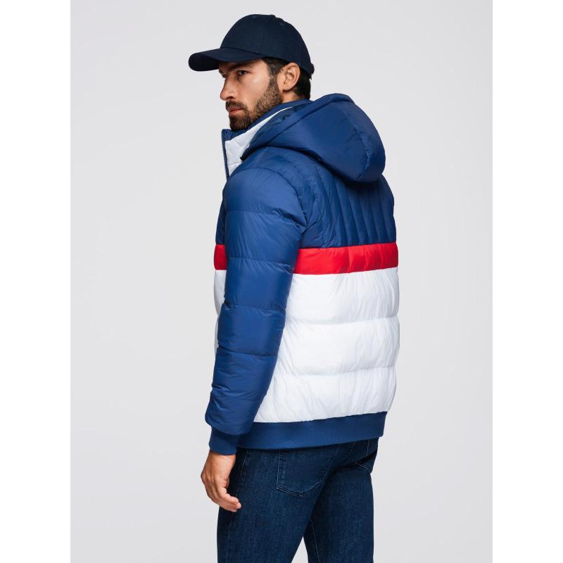 Barevná retro pánská sportovní bunda – modrá a bílá V1 OM-JALP-0296