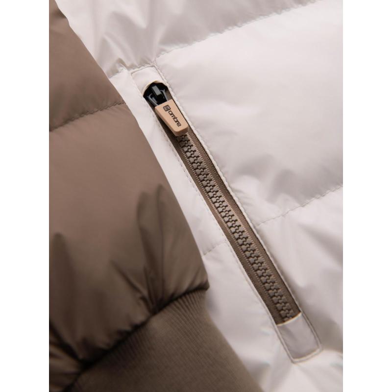 Barevná retro pánská sportovní bunda – béžová a bílá V2 OM-JALP-0296