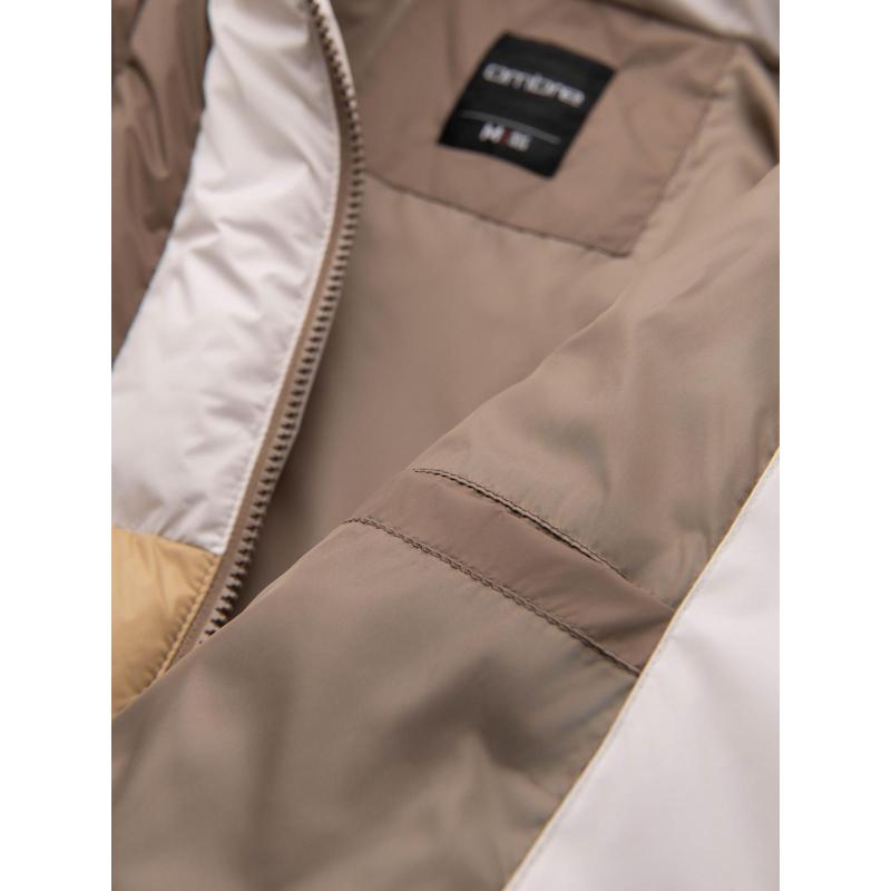 Barevná retro pánská sportovní bunda – béžová a bílá V2 OM-JALP-0296