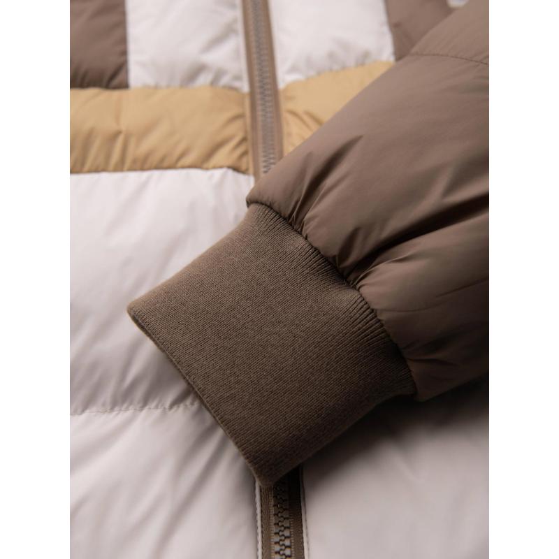 Barevná retro pánská sportovní bunda – béžová a bílá V2 OM-JALP-0296