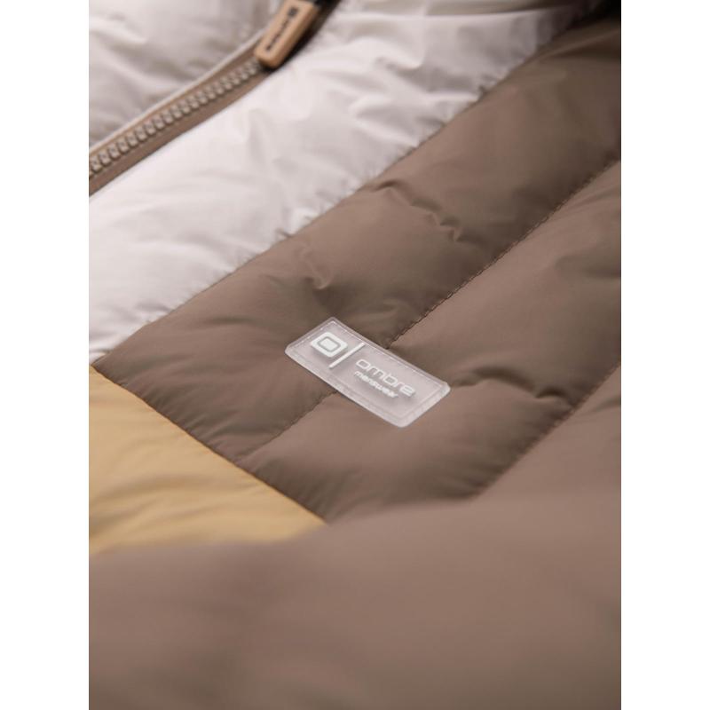 Barevná retro pánská sportovní bunda – béžová a bílá V2 OM-JALP-0296