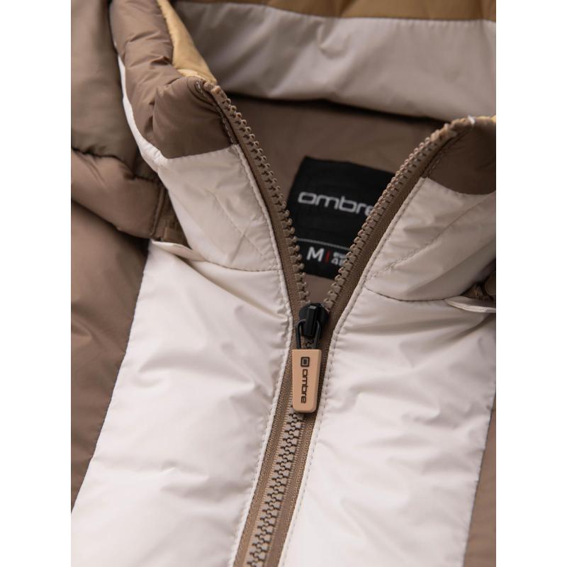 Barevná retro pánská sportovní bunda – béžová a bílá V2 OM-JALP-0296