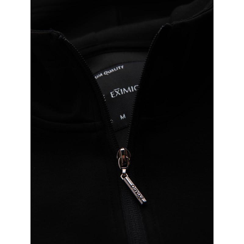 Pánská mikina bez knoflíků se stojáčkem a kapucí – černá V1 OM-SSZP-0216