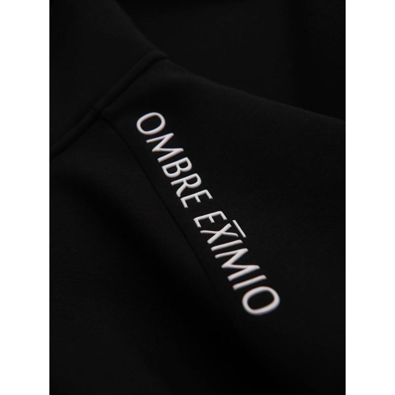 Pánská mikina s vysokým límcem bez knoflíků a kontrastním potiskem – černá V1 OM-SSZP-0211