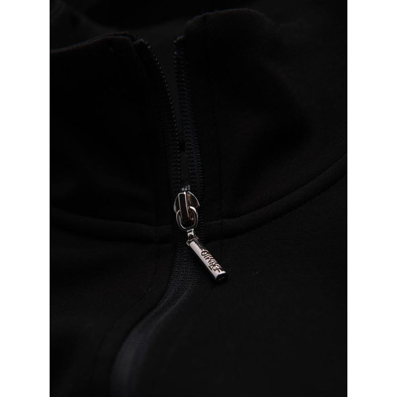 Pánská mikina s vysokým límcem bez knoflíků a kontrastním potiskem – černá V1 OM-SSZP-0211