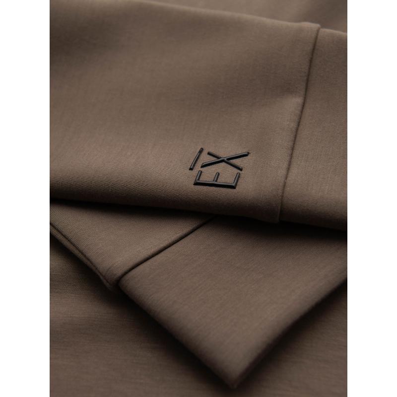 Pánská mikina s kontrastním potiskem a rozepínacím vysokým límcem – šedohnědá V3 OM-SSZP-0211