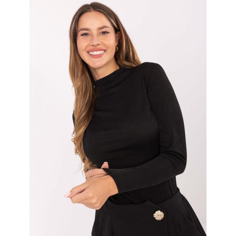 Fekete, testhezálló, hosszú ujjú blúz RUE PARIS.