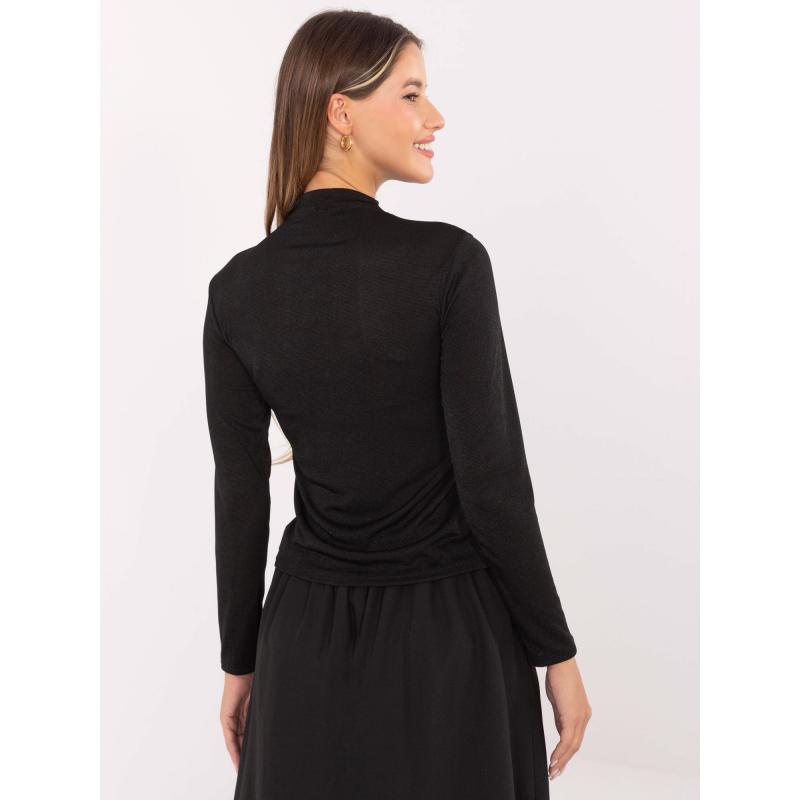 Fekete, testhezálló, hosszú ujjú blúz RUE PARIS.