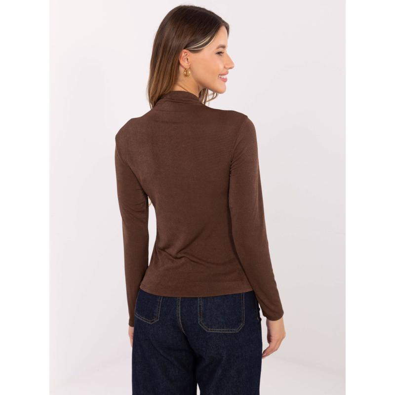 Hnědá elegantní blůza s dlouhým rukávem RUE PARIS