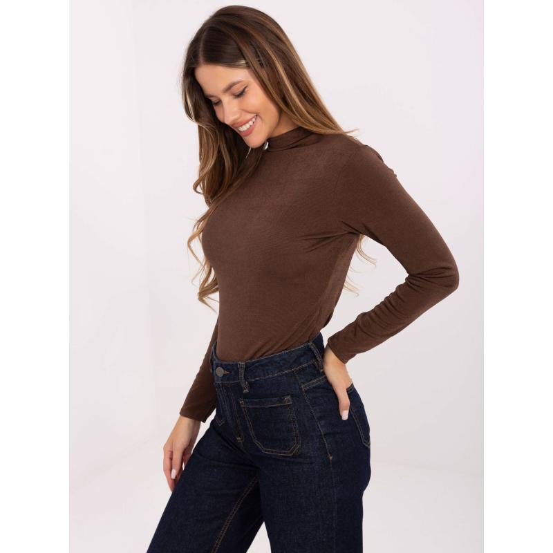Hnědá elegantní blůza s dlouhým rukávem RUE PARIS