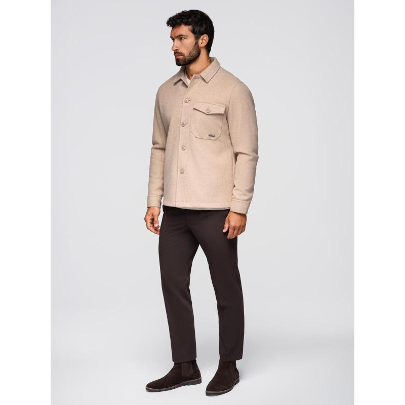 Pánská košilová bunda – béžová V1 OM-JANP-0291