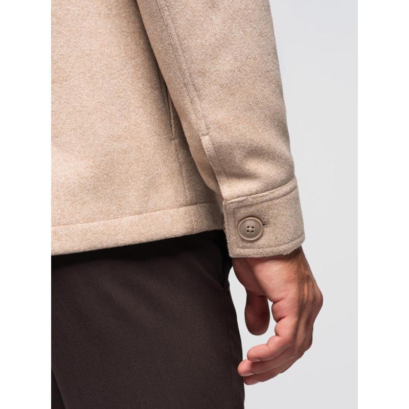 Pánská košilová bunda – béžová V1 OM-JANP-0291