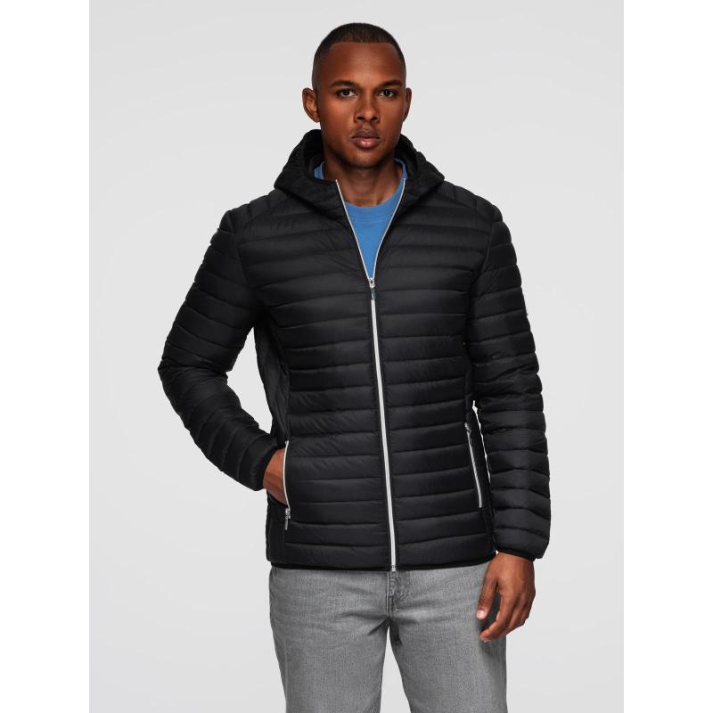Ultraľahká pánska bunda z prírodného peria s úložným vakom – čierna V1 OM-JALP-0211