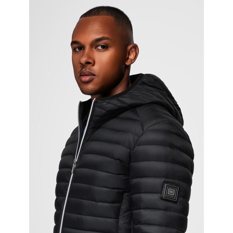 Ultraľahká pánska bunda z prírodného peria s úložným vakom – čierna V1 OM-JALP-0211