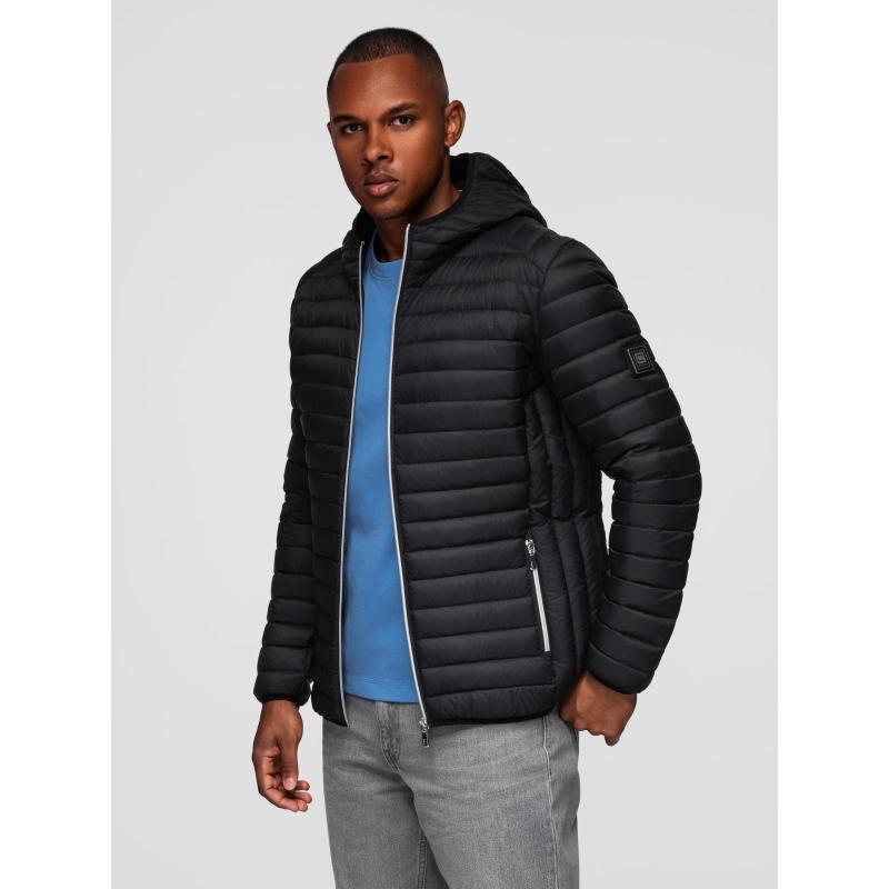 Ultraľahká pánska bunda z prírodného peria s úložným vakom – čierna V1 OM-JALP-0211