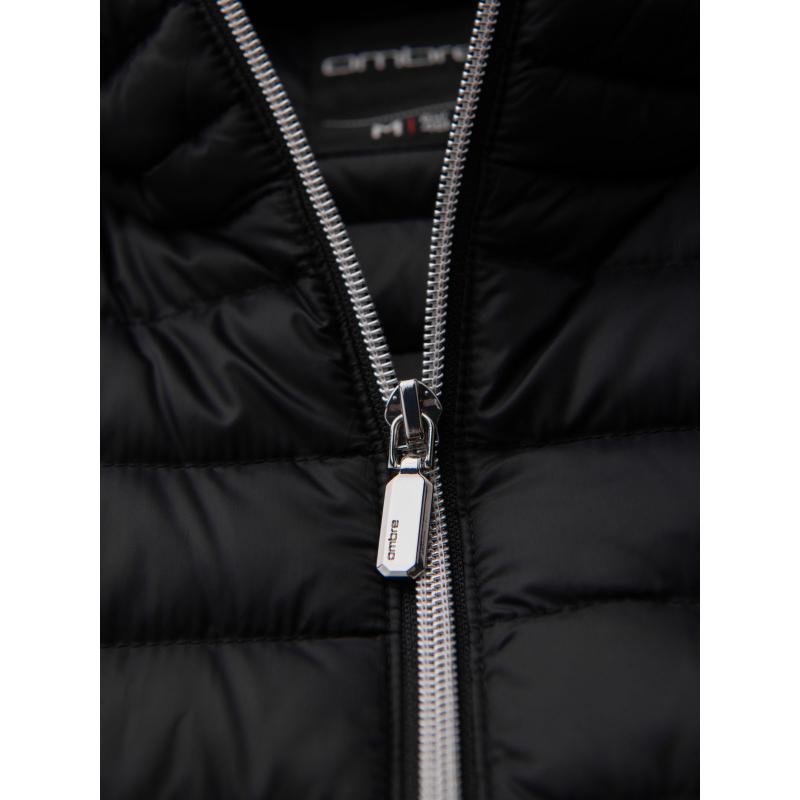 Ultraľahká pánska bunda z prírodného peria s úložným vakom – čierna V1 OM-JALP-0211