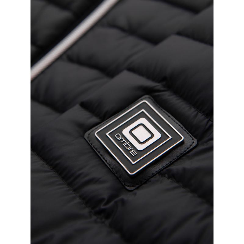 Ultraľahká pánska bunda z prírodného peria s úložným vakom – čierna V1 OM-JALP-0211