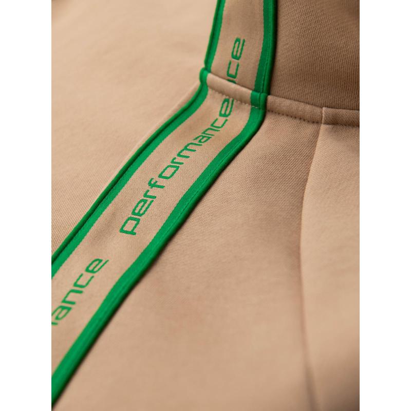 Pánská mikina bez knoflíků s lemováním a vysokým límcem – hnědá V1 OM-SSZP-0224