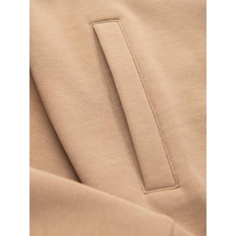 Pánská mikina bez knoflíků s lemováním a vysokým límcem – hnědá V1 OM-SSZP-0224