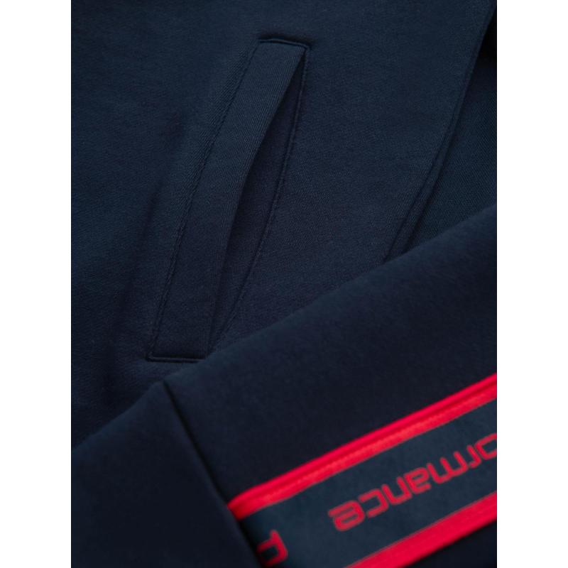 Pánská mikina bez knoflíků s lemováním a vysokým límcem – tmavě modrá V3 OM-SSZP-0224