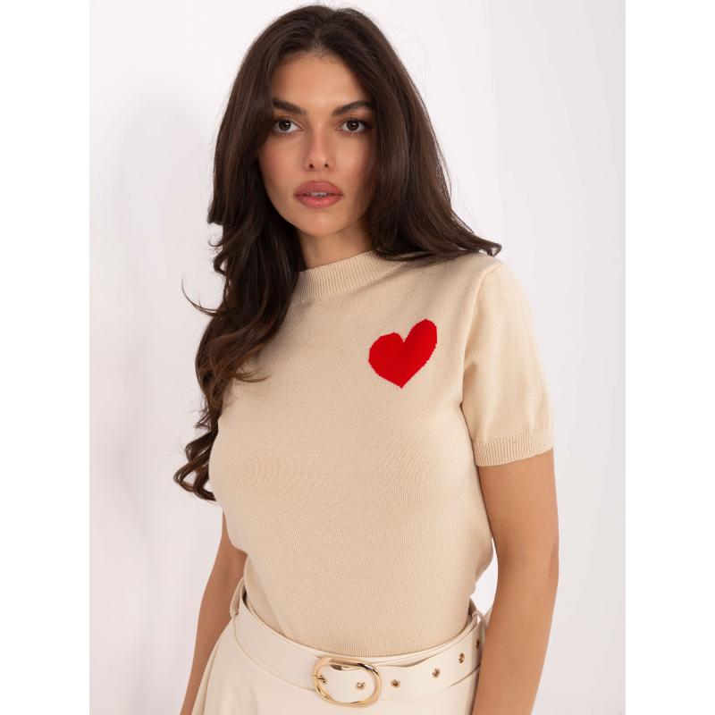 Bézs női pulóver szívvel