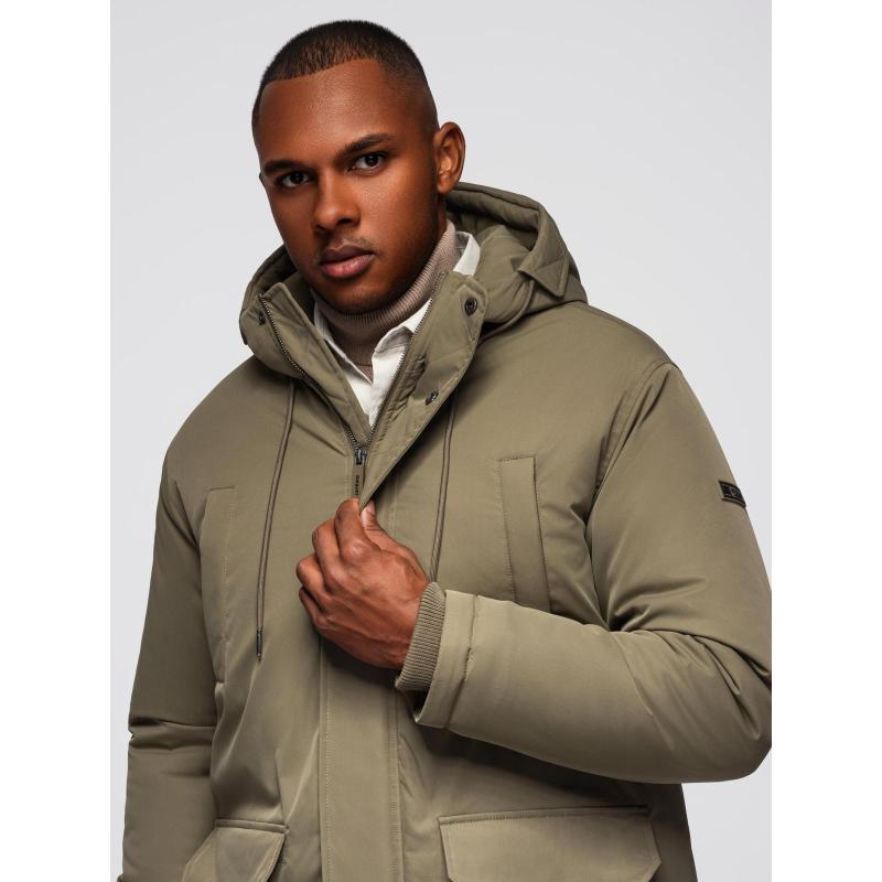 Klasszikus férfi hosszú kabát – olíva V3 OM-JAPJ-0313