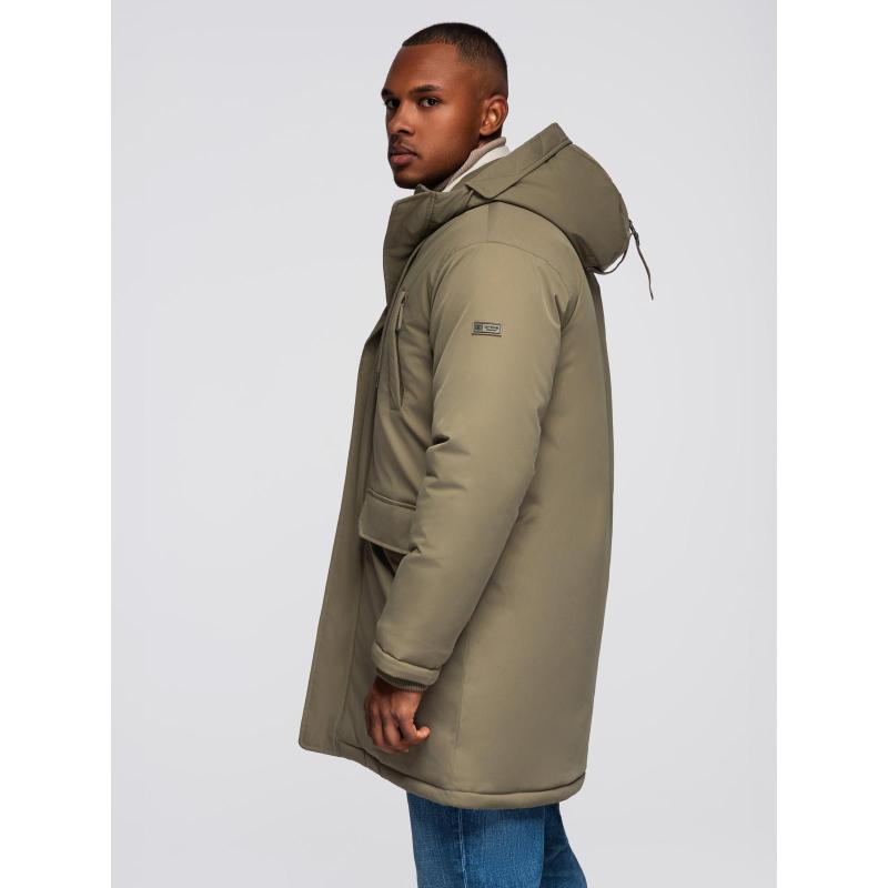 Klasszikus férfi hosszú kabát – olíva V3 OM-JAPJ-0313