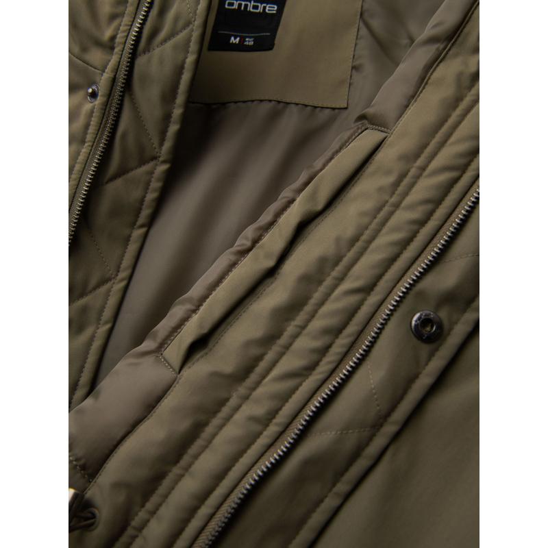 Klasszikus férfi hosszú kabát – olíva V3 OM-JAPJ-0313