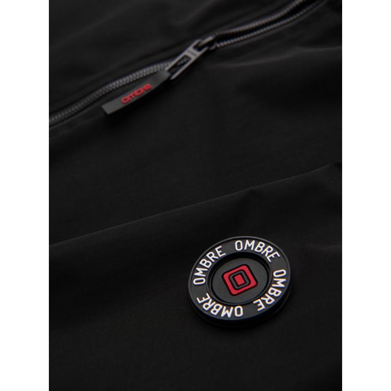 Pánska bunda s kapucňou a vysokým golierom – čierna V1 OM-JANP-0222