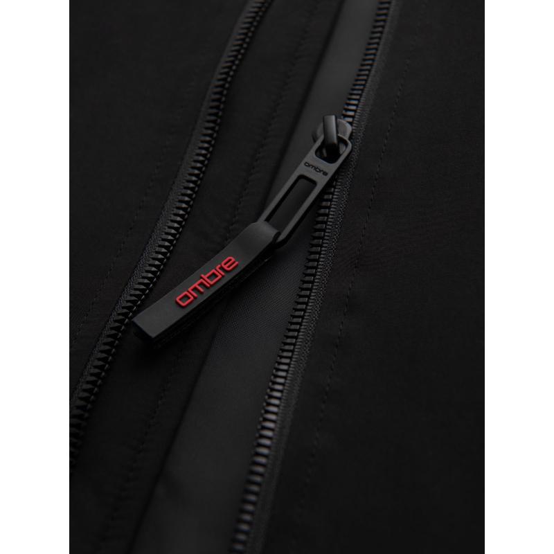 Pánska bunda s kapucňou a vysokým golierom – čierna V1 OM-JANP-0222