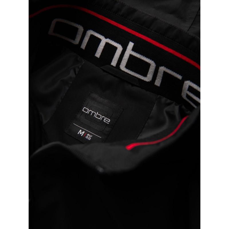 Pánska bunda s kapucňou a vysokým golierom – čierna V1 OM-JANP-0222