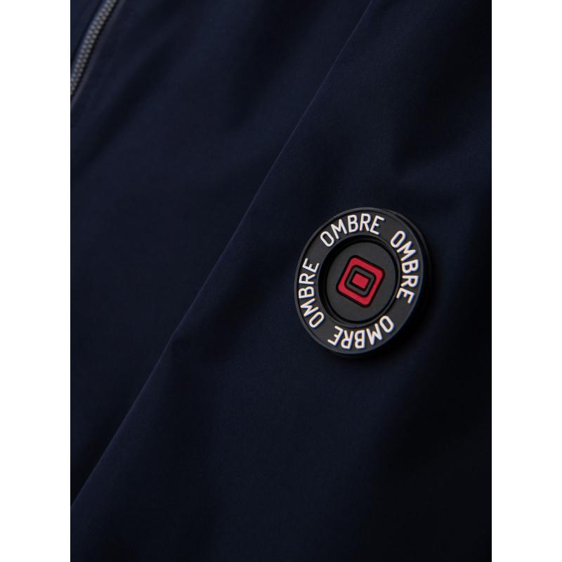 Férfi kabát kapucnival és magas gallérral – sötétkék V2 OM-JANP-0222